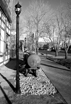 A Cripple Creek/Victor gold mine tank car (front) and a
second ore cart (behind) were recently placed in Old Colorado City.
Westside Pioneer photo
