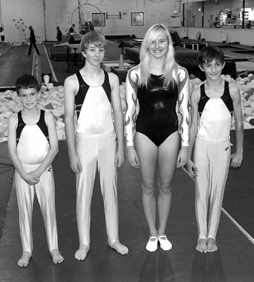 Recent National Championship winners for their age and skill levels are ArtSports athletes (from left) Dominic McCaron, 
Tyler Gentry, Kristi Reck and Sam Chiacchia.
Westside Pioneer photo