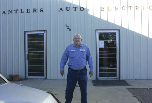 Ken Kress stands in front of the Antlers Auto Electric
business hes run at 830 W. Costilla St. since 1972 but
which is closing this month.
Westside Pioneer photo