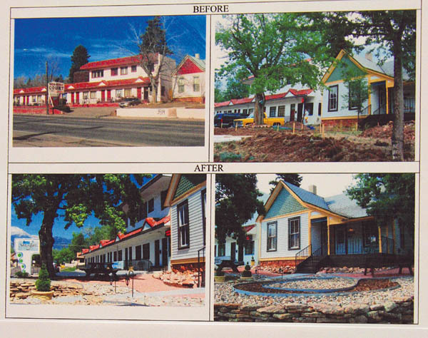 A close-up of the Hotel San Ayre display provides before and after photos.
Westside Pioneer photos  (pictorial display by Bunny Blaha)